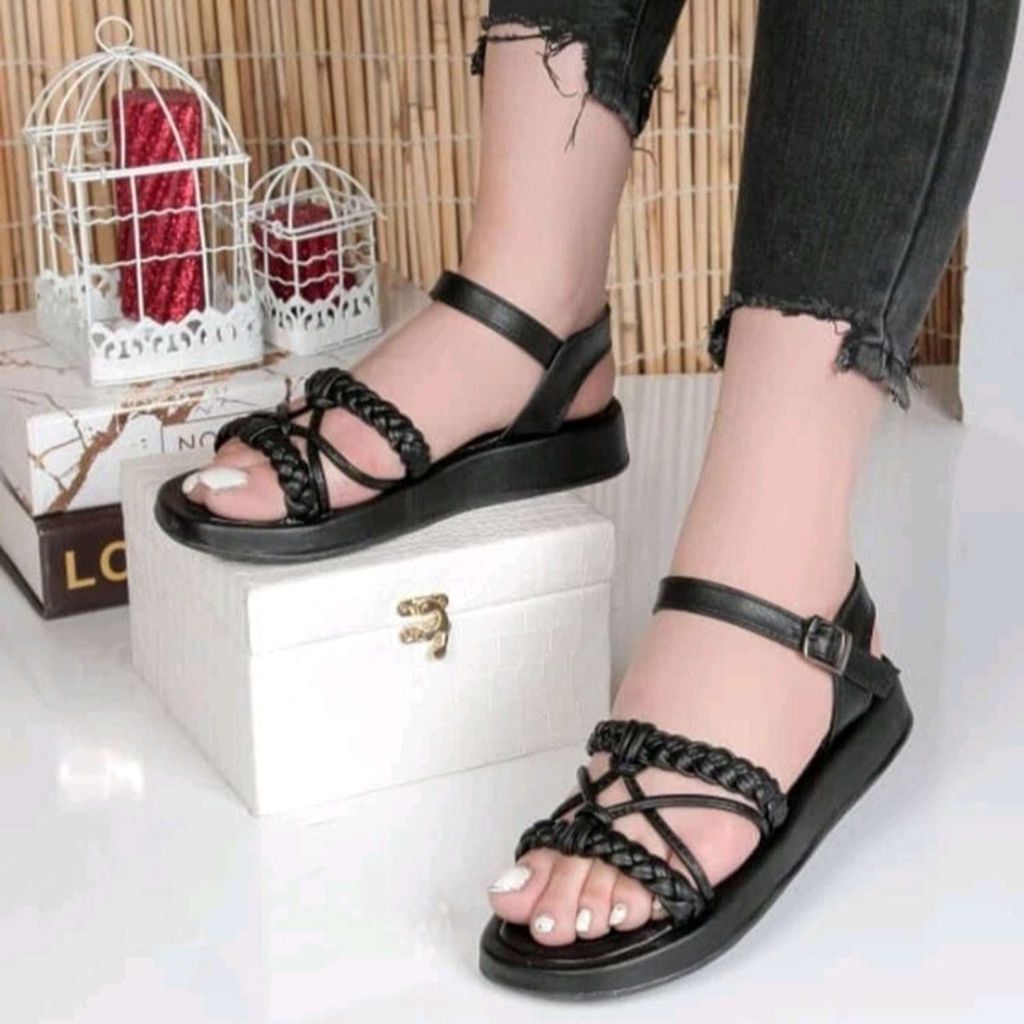 خرید اینترنتی صندل زنانه مجلسی مدل بافت (سفید - مشکی)