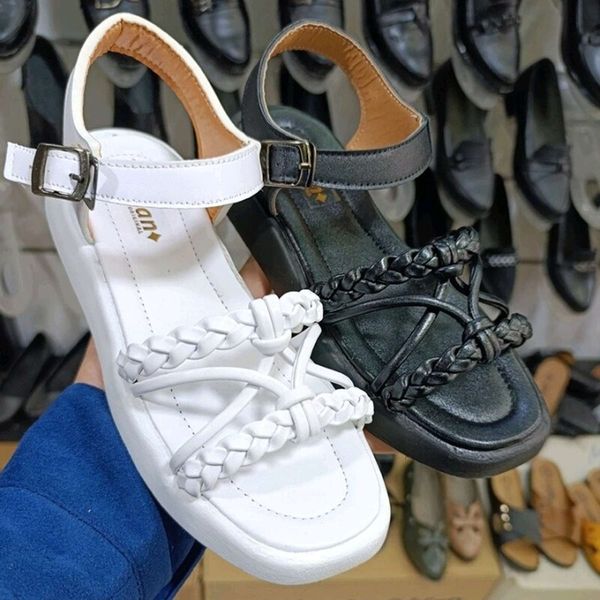 صندل زنانه مجلسی مدل ستاره (سفید - مشکی)