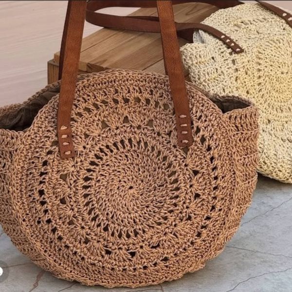کیف رافیا قلاب بافی شده