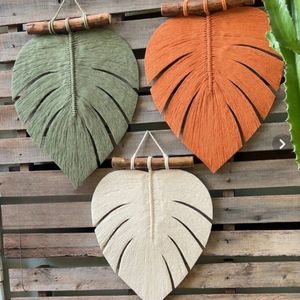 خرید آنلاین دیوارکوب برگ انجیری مکرومه تک برگ