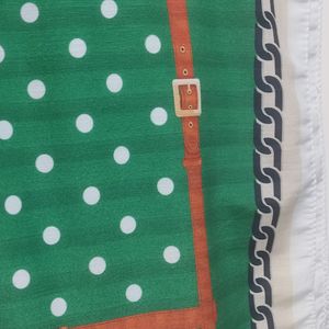 شال نخی زنانه سبز طرح دار