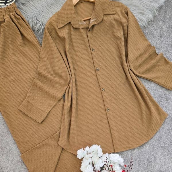 ست مانتو شلوار بیسکوییتی