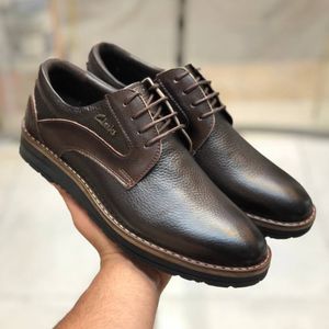 مشخصات کفش چرم مردانه بندی مدل بانکوک رنگ سوخته