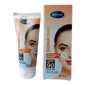 خرید آنلاین کرم ضد آفتاب ضد لک و روشن کننده لیدی SPF90 مدل بدون رنگ