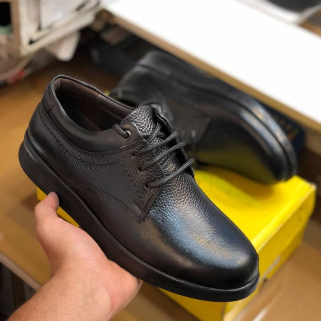 فروش اینترنتی کفش چرم مردانه بندی مدل کاج رنگ مشکی