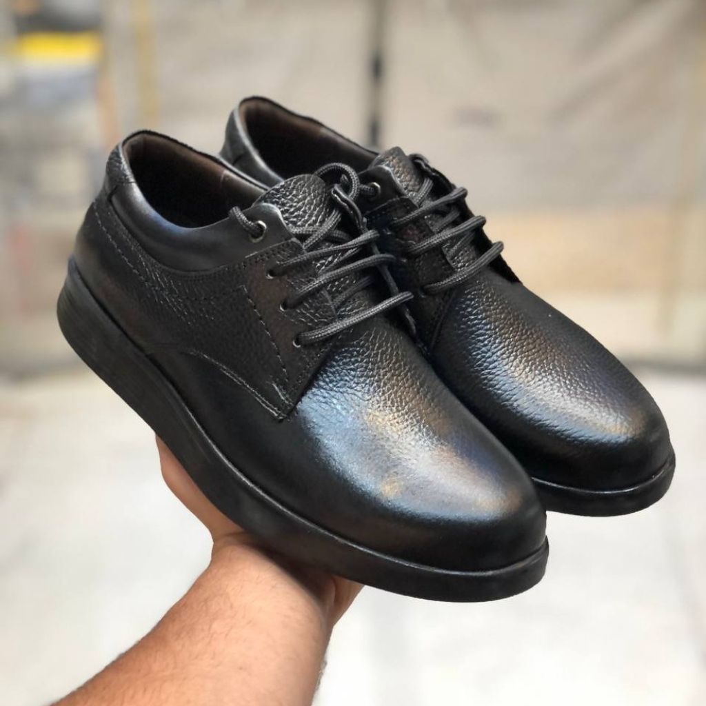 قیمت ارزان کفش چرم مردانه بندی مدل کاج رنگ مشکی