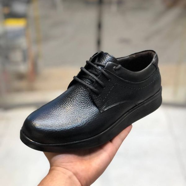 کفش چرم مردانه بندی مدل کاج رنگ مشکی