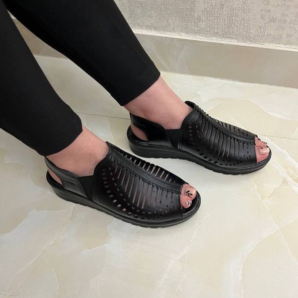 صندل زنانه تابستانه بغل کش مشکی