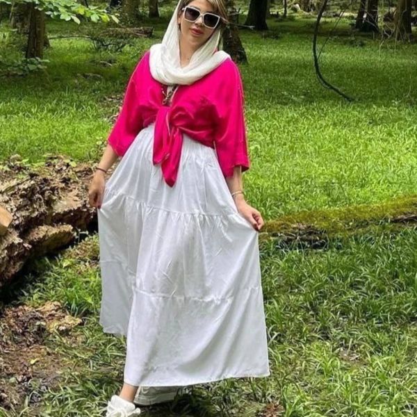 دامن زنانه نخی رنگی رنگی