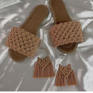 ست صندل و گوشواره مکرومه