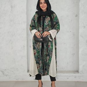 خرید اینترنتی مانتو بلند عبایی باتیک‌ هندی اعلا