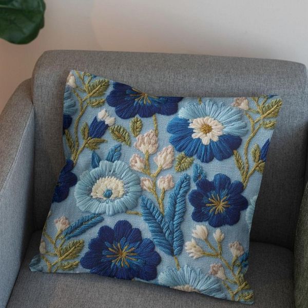 پارچه مخمل روبالشی پارچه باما طرح سه بعدی گل سنتی کد 5014222