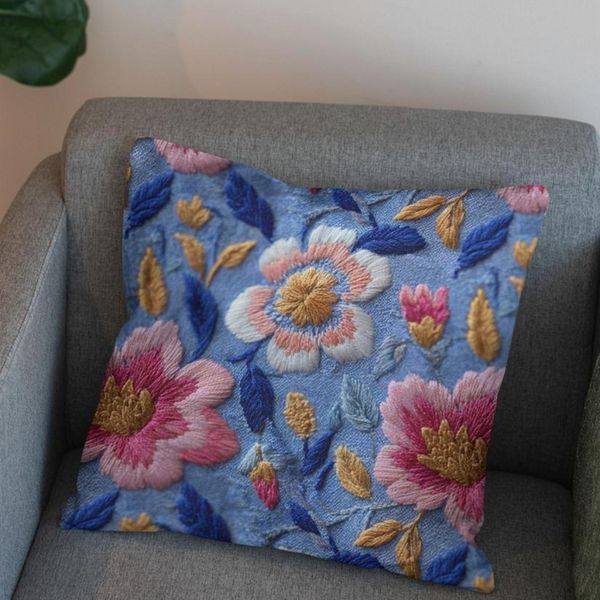 پارچه مخمل روبالشی پارچه باما طرح سه بعدی گل قدیمی کد 5014223