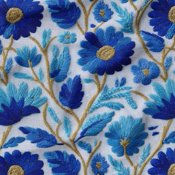 پارچه مخمل روبالشی پارچه باما طرح سه بعدی گل قدیمی کد 5014224