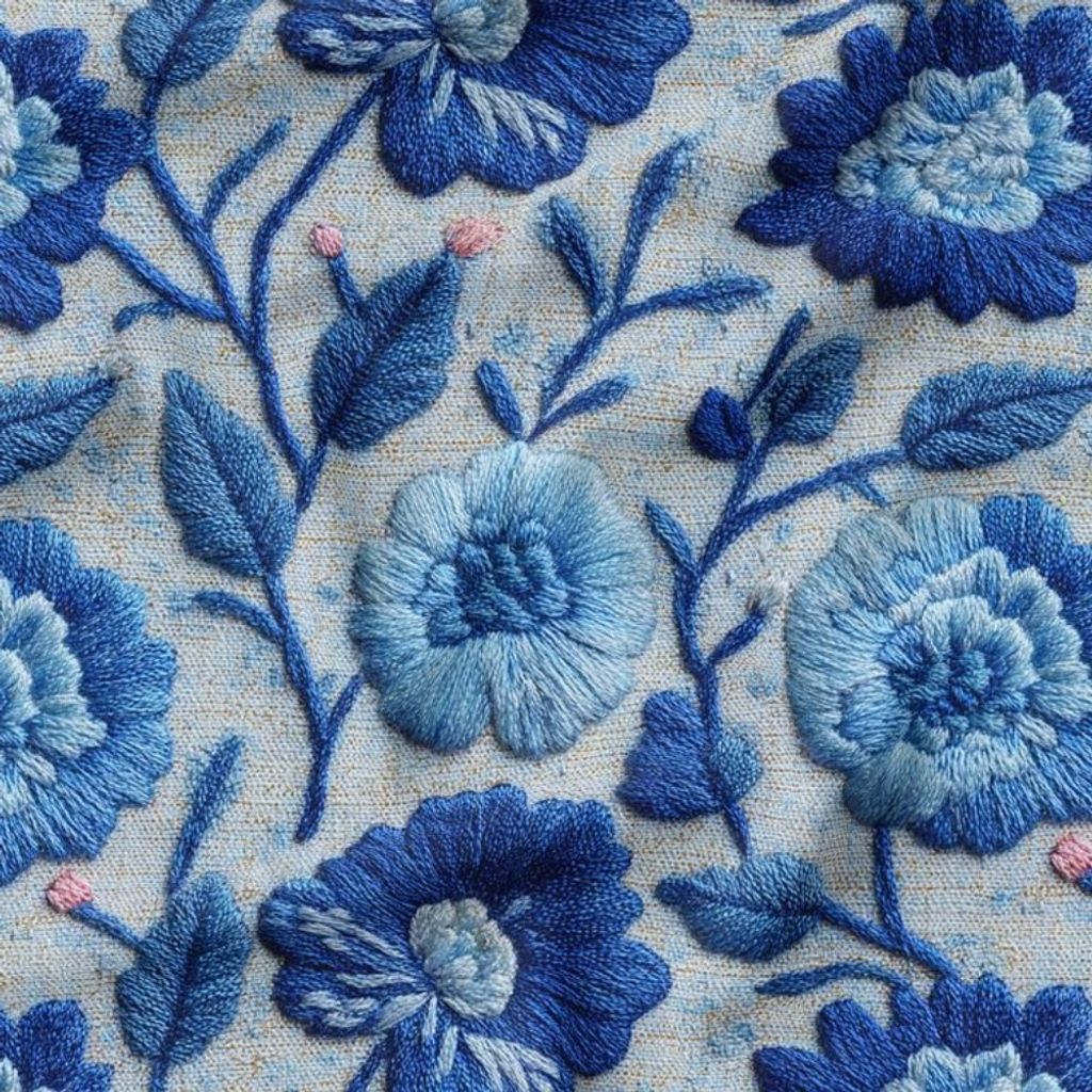 فروش اینترنتی پارچه مخمل روبالشی پارچه باما طرح سه بعدی گل آبی کد 5014225