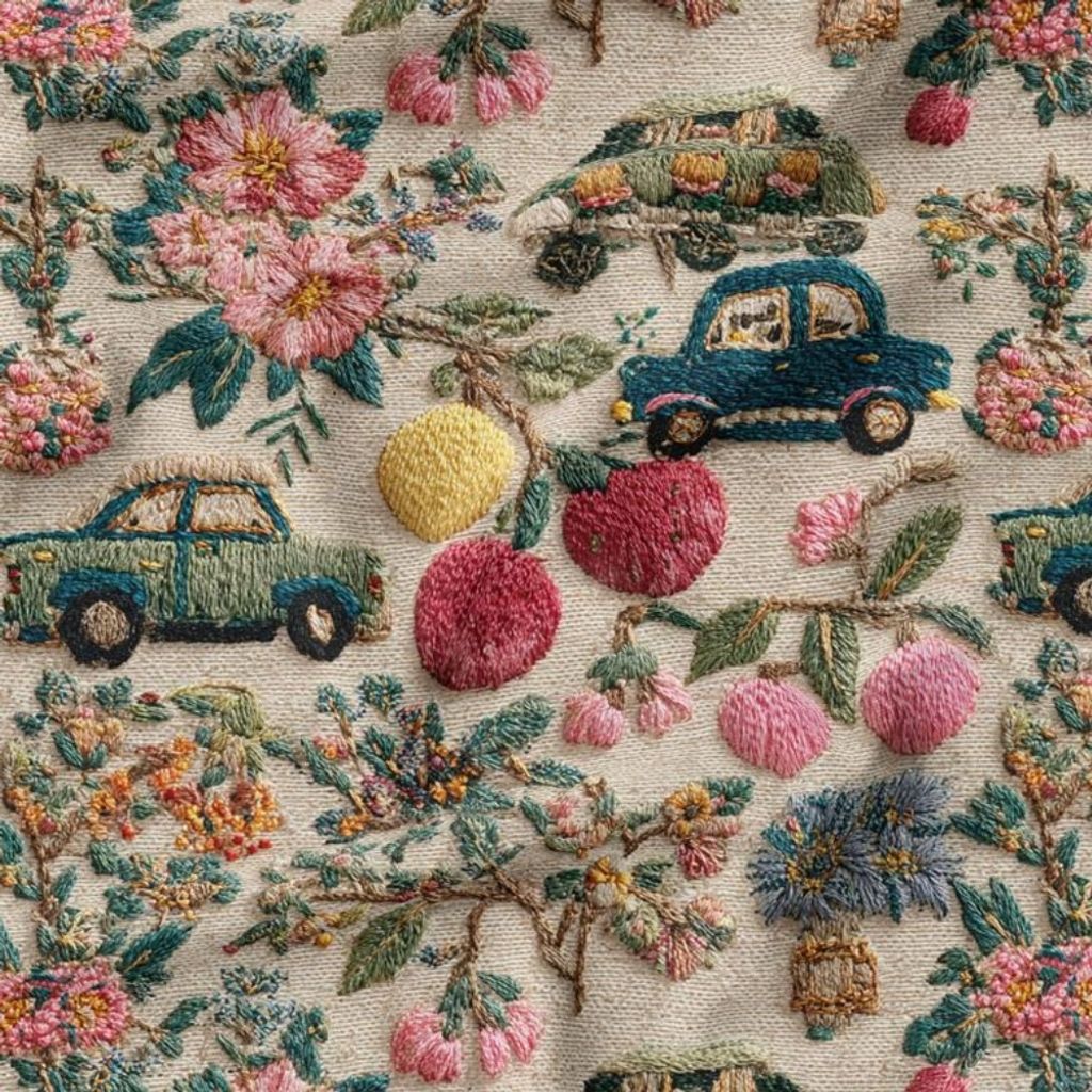 خرید اینترنتی پارچه مخمل روبالشی پارچه باما طرح سه بعدی ماشین نوستالژی کد 5014232