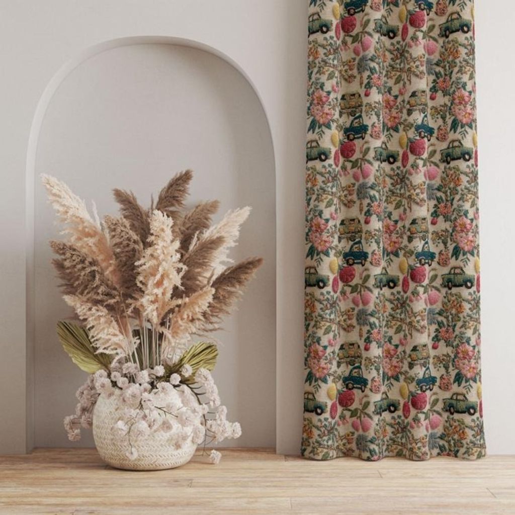 مشخصات پارچه مخمل روبالشی پارچه باما طرح سه بعدی ماشین نوستالژی کد 5014232