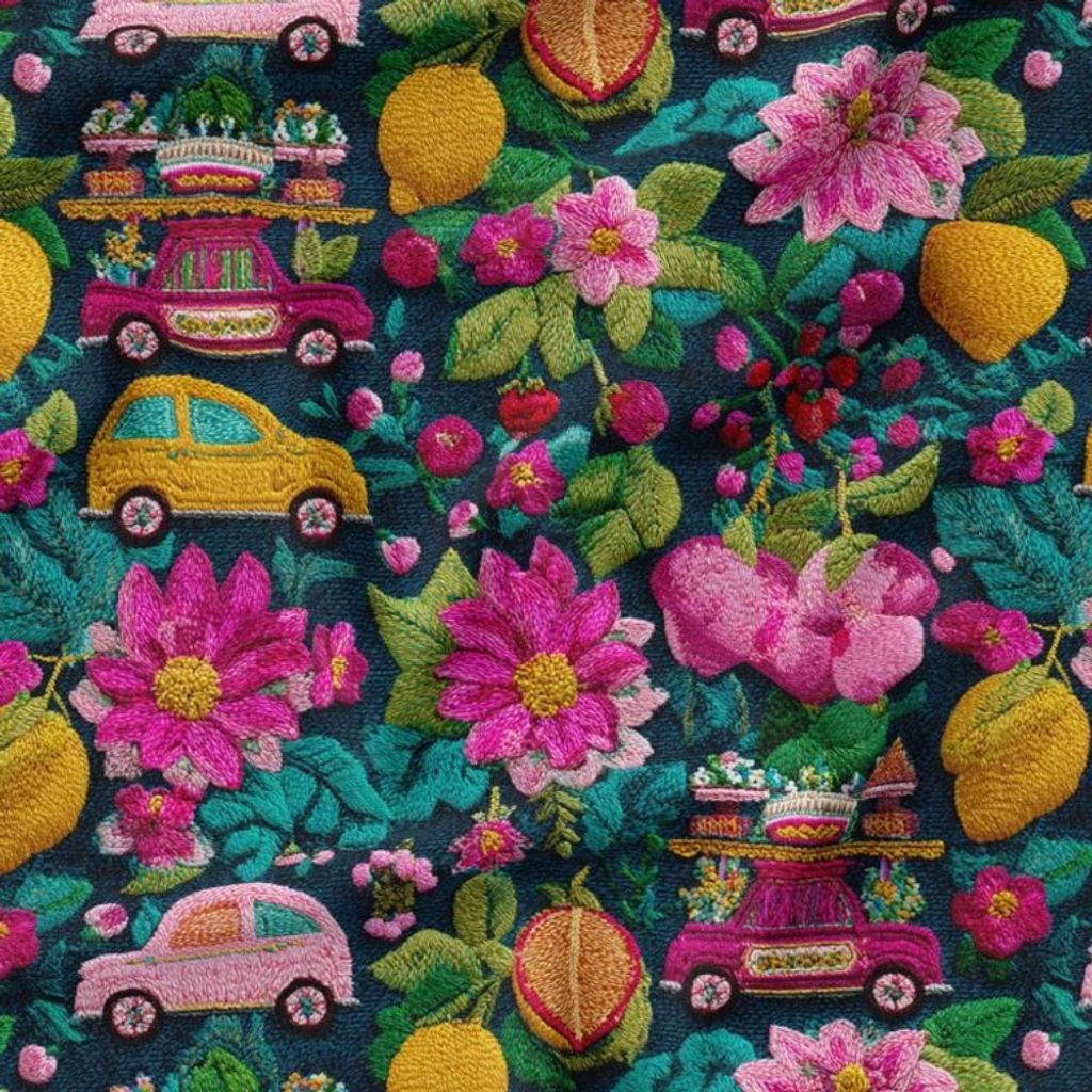 خرید انلاین پارچه مخمل روبالشی پارچه باما طرح سه بعدی ماشین نوستالژی کد 5014233