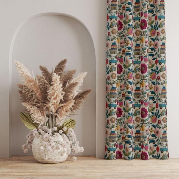 پارچه مخمل روبالشی پارچه باما طرح سه بعدی ماشین نوستالژی کد 5014234