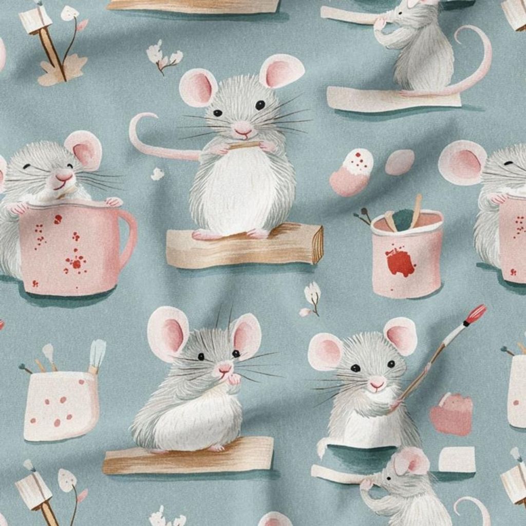 مشخصات پارچه مخمل روبالشی پارچه باما طرح سه بعدی موش کیوت کد 5014237