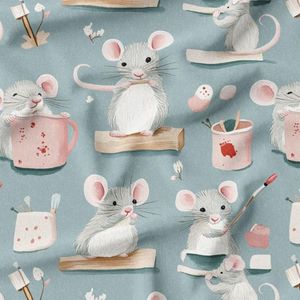 پارچه مخمل روبالشی پارچه باما طرح سه بعدی موش کیوت کد 5014237