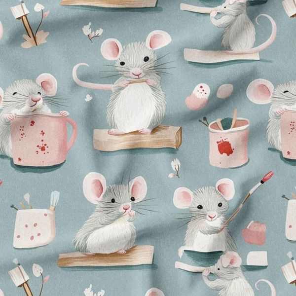 پارچه مخمل روبالشی پارچه باما طرح سه بعدی موش کیوت کد 5014237