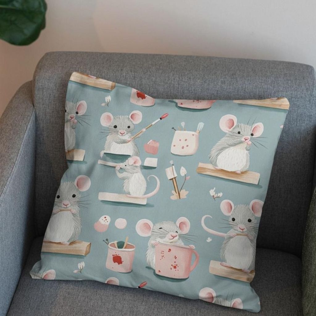 مشخصات پارچه مخمل روبالشی پارچه باما طرح سه بعدی موش کیوت کد 5014237