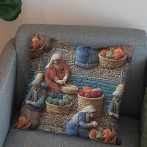 خرید انلاین پارچه مخمل روبالشی پارچه باما طرح سه بعدی نوستالژی بازار کد 5014244