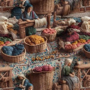 پارچه مخمل روبالشی پارچه باما طرح سه بعدی بازار قدیمی کد 5014246