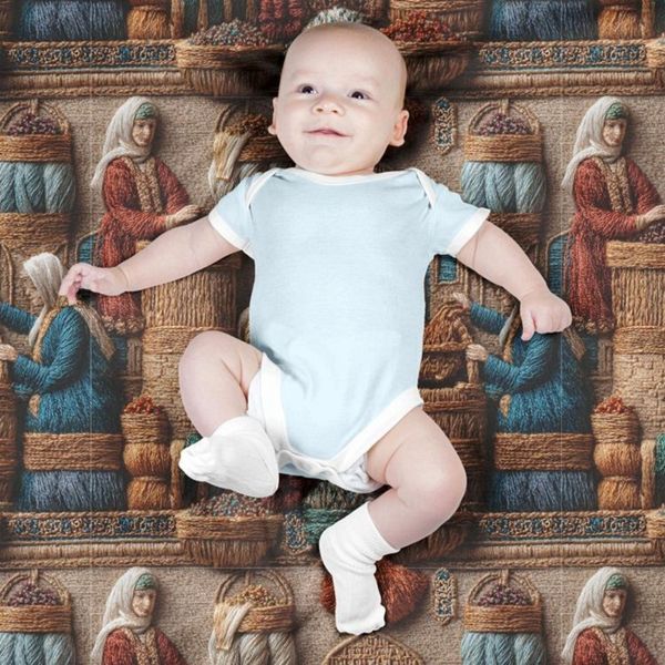 پارچه مخمل روبالشی پارچه باما طرح سه بعدی بازار قدیمی کد 5014249