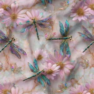 خرید آنلاین پارچه مخمل روبالشی پارچه باما طرح سه بعدی سنجاقک کد 5014268