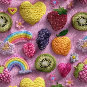 فروش اینترنتی پارچه مخمل روبالشی پارچه باما طرح سه بعدی میوه ها کد 5014423