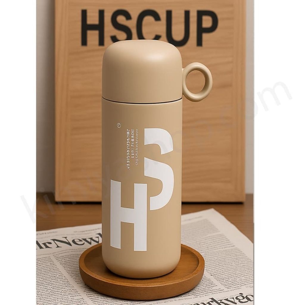 خرید آنلاین تراول ماگ HSCUP اصلی رنگ نسکافه‌ای | بطری عایق 500ml با فنجان و درب آسان‌ن