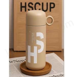 خرید آنلاین تراول ماگ HSCUP اصلی رنگ نسکافه‌ای | بطری عایق 500ml با فنجان و درب آسان‌ن