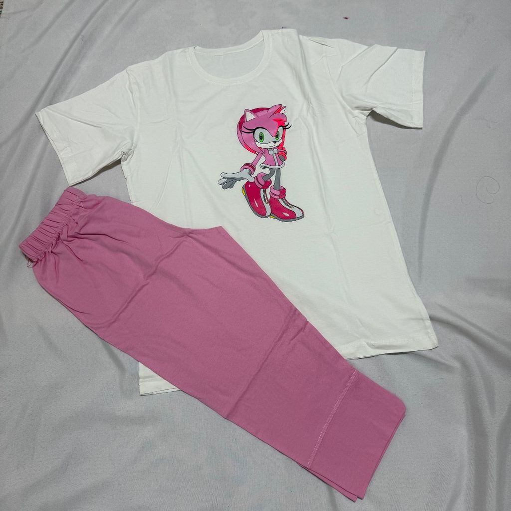 خرید آنلاین ست تیشرت شلوارک فانتزی زنانه