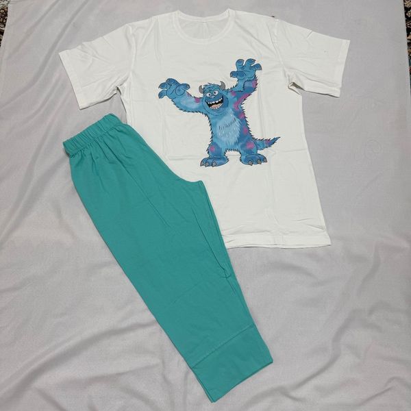 ست تیشرت سفید عروسکی و شلوارک زنانه