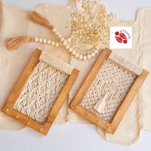 خرید انلاین جاکلیدی چوبی مکرومه بافی مدرن طرح میکا