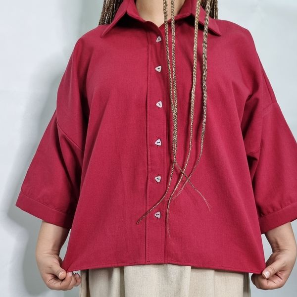 شومیز لینن زنانه رنگ‌بندی