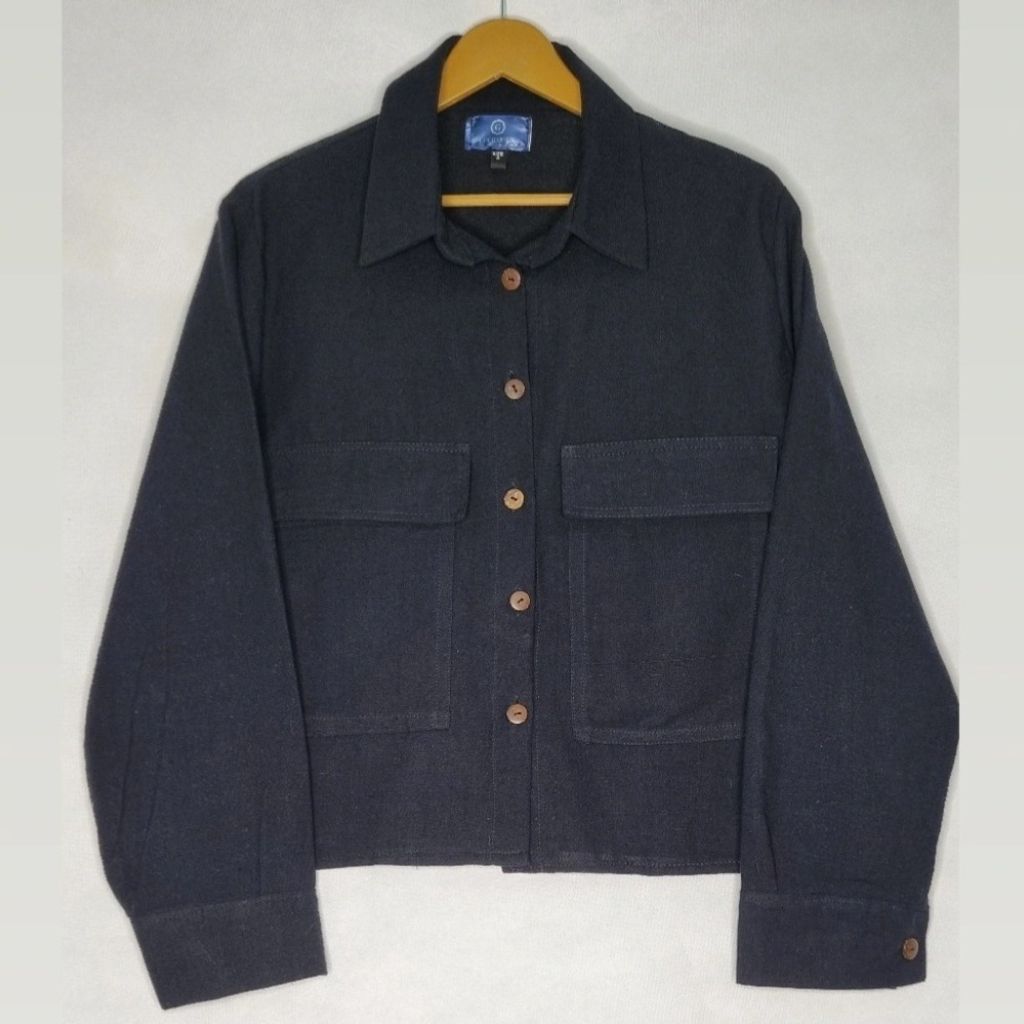 خرید اینترنتی شومیز کراپ دوجیب مشکی زنانه