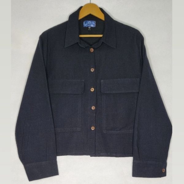 شومیز کراپ دوجیب مشکی زنانه