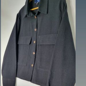 شومیز کراپ دوجیب مشکی زنانه