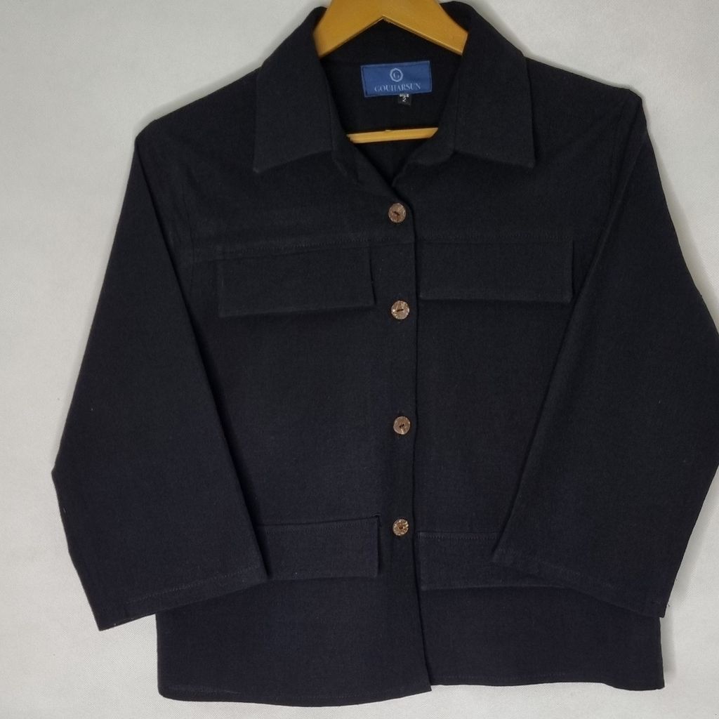 قیمت شومیز کراپ دوجیب مشکی زنانه