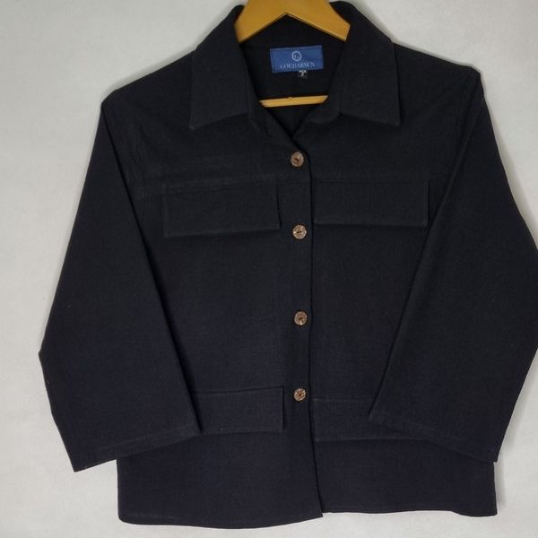 شومیز کراپ دوجیب مشکی زنانه