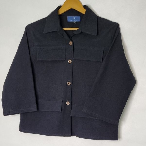 شومیز کراپ دوجیب مشکی زنانه