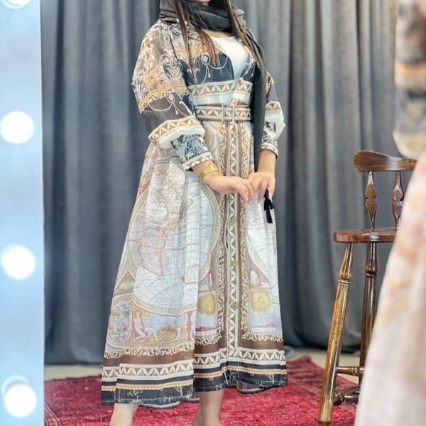 مانتو بلند مزونی کمربنددار رنگی