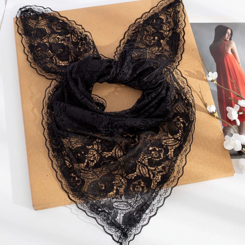 قیمت ارزان روسری سه گوش گیپور دور دانتل