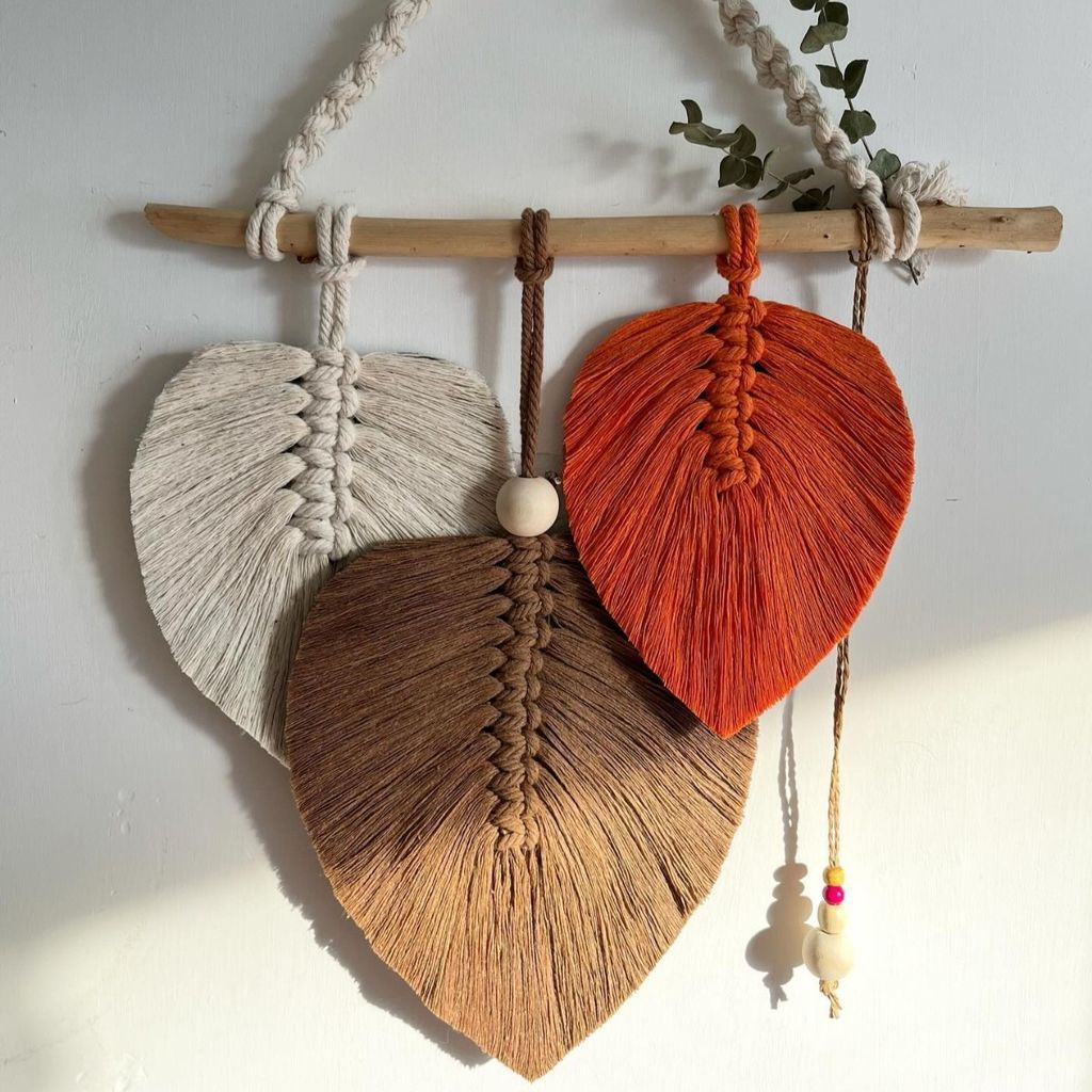 قیمت دیوارکوب سه برگ مکرومه آویز مدل سما