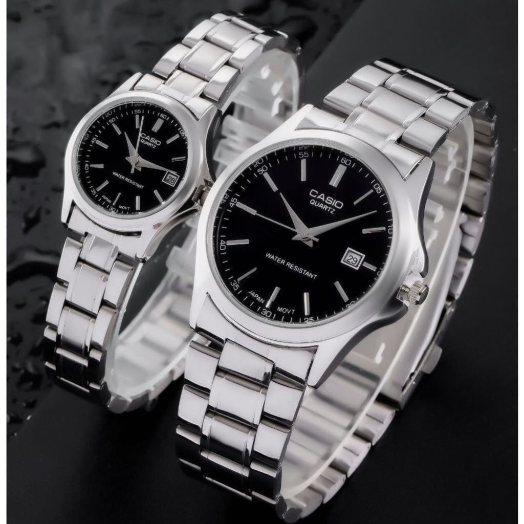 فروش اینترنتی ست ساعت کاسیو بند استیل نقره‌ای