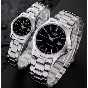 ست ساعت کاسیو بند استیل نقره‌ای