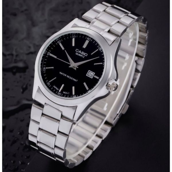ست ساعت کاسیو بند استیل نقره‌ای